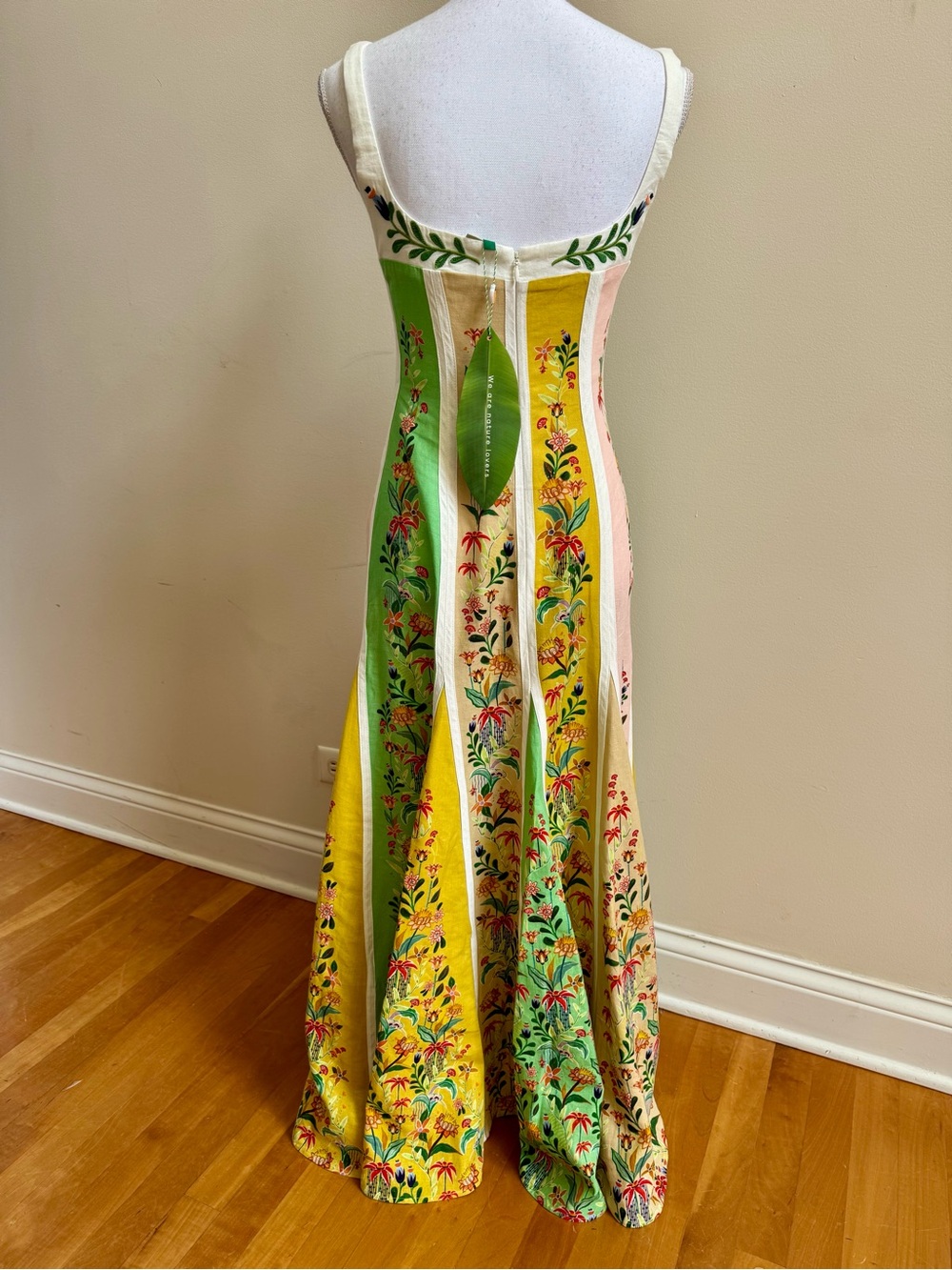 FARM Rio Pastel Panel Floral Maxi Dress in Yellow, Mint & Pink, NWT, XS - Picture 5 of 6